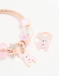 Kids Rose Gold Pink Dog Bracelet & Ring Pack - link has visual effect only