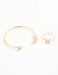 Kids Gold Butterfly Ring & Wrist Cuff Set - link has visual effect only