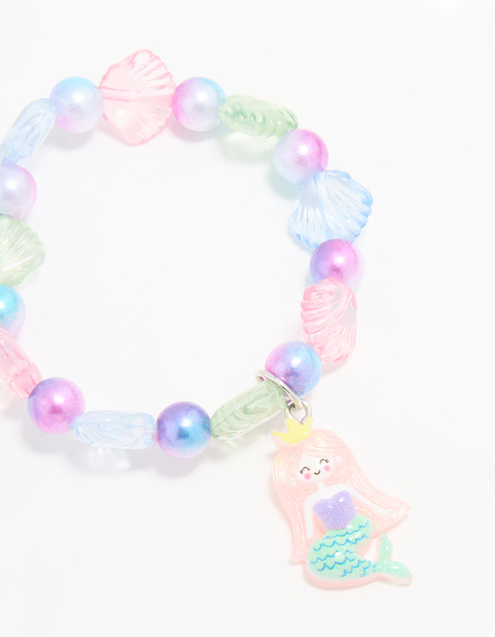 Kids Beaded Mermaid & Shell Stretch Bracelets 2-Pack