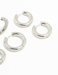 Waterproof Stainless Steel Thick Hoop Earrings 3-Pack - link has visual effect only