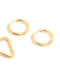 Waterproof Gold Plated Stainless Steel Hoop Earrings 3-Pack - link has visual effect only