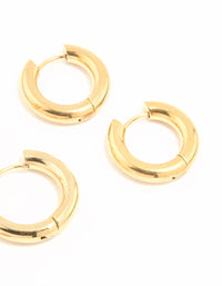Waterproof Gold Plated Stainless Steel Thick Earrings 3-Pack - link has visual effect only