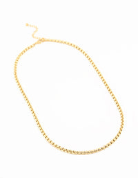 Waterproof Gold Plated Stainless Steel Round Box Chain Short Necklace - link has visual effect only