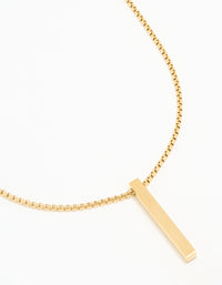 Waterproof Gold Plated Stainless Steel Rectangle Pendant Long Necklace - link has visual effect only
