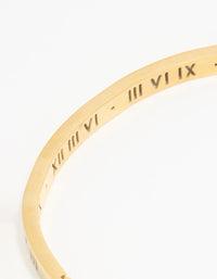 Waterproof Gold Plated Stainless Steel Diamante Roman Numeral Hinge Bangle - link has visual effect only