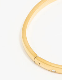 Waterproof Gold Plated Stainless Steel Diamante Smooth Hinged Bracelet - link has visual effect only
