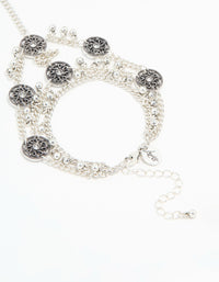 Antique Silver Coin Hand Chain - link has visual effect only