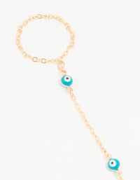 Gold Evil Eye Hand Chain - link has visual effect only