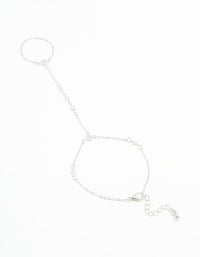 Silver Cubic Zirconia Bezel Hand Chain - link has visual effect only
