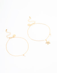 Gold Pearl & Starfish Anklets 2-Pack - link has visual effect only
