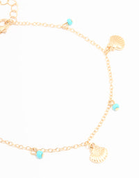 Gold Bead Shell & Tiny Starfish Anklets 2-Pack - link has visual effect only