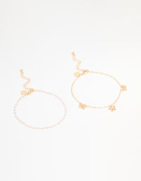 Gold Pearl & Butterfly Anklets 2-Pack - link has visual effect only