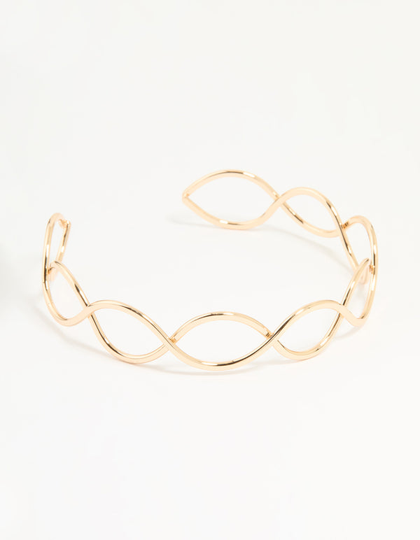 Gold Twisted Over Arm Cuff