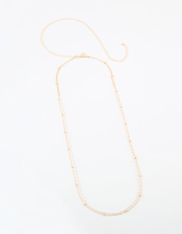 Gold Pearl & Ball Layered Body Chain
