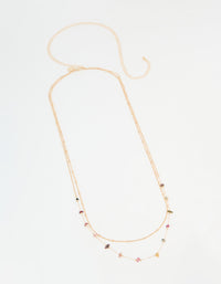 Gold Multicoloured Semiprecious Stone Waist Chain - link has visual effect only