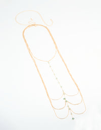 Gold Green Semi Precious Body Chain - link has visual effect only