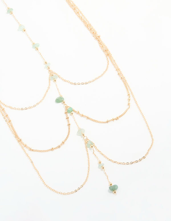 Gold Green Semi Precious Body Chain