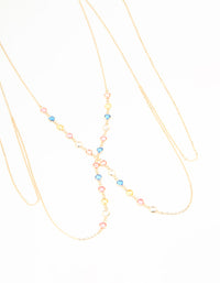 Gold Multicoloured Stone Body Chain - link has visual effect only