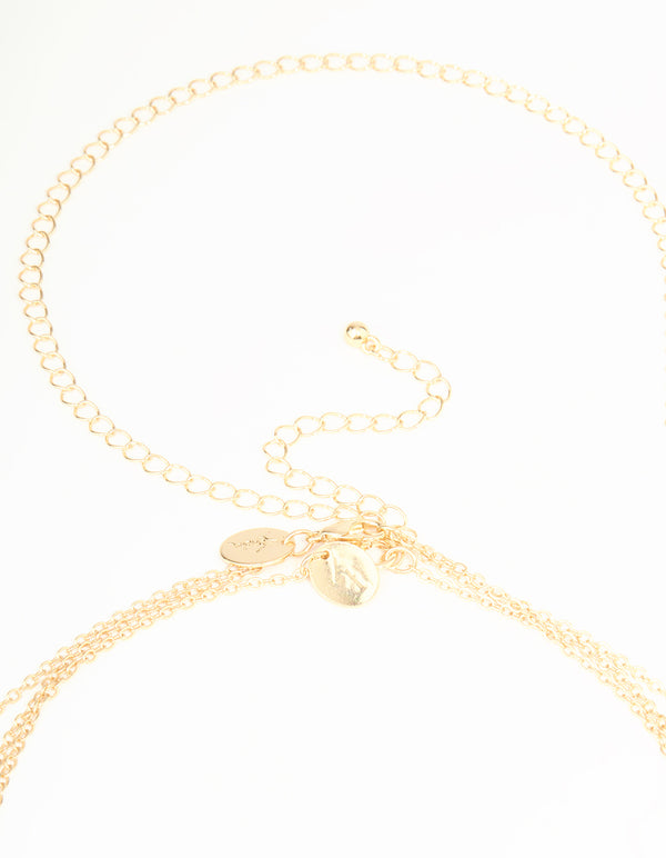 Gold Multicoloured Stone Body Chain