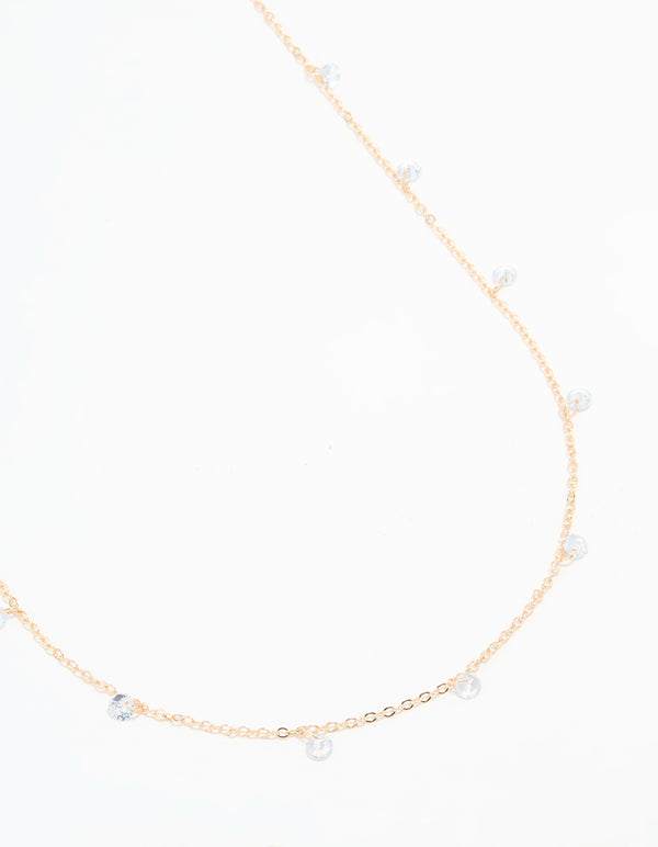Gold Cubic Zirconia Droplet Waist Chain