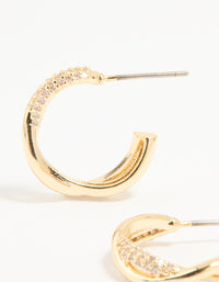 Gold Plated Cubic Zirconia Twisted Hoop Earrings - link has visual effect only