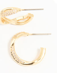 Gold Plated Cubic Zirconia Twisted Hoop Earrings - link has visual effect only