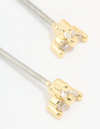 Gold Plated Cubic Zirconia Stud & Huggie Earrings 2-Pack - link has visual effect only