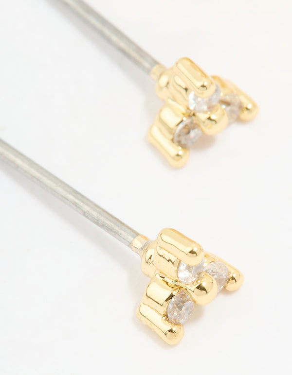 Gold Plated Cubic Zirconia Stud & Huggie Earrings 2-Pack