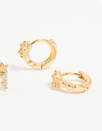 Gold Plated Cubic Zirconia Star Stud & Huggie Earrings 2-Pack - link has visual effect only