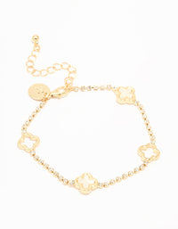 Gold Plated Cubic Zirconia Alternating Flower Cupchain Bracelet - link has visual effect only