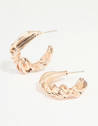 Rose Gold Thick Twisted Hoop Earrings - link has visual effect only