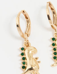 Gold Diamante Dinosaur Huggie Earrings - link has visual effect only