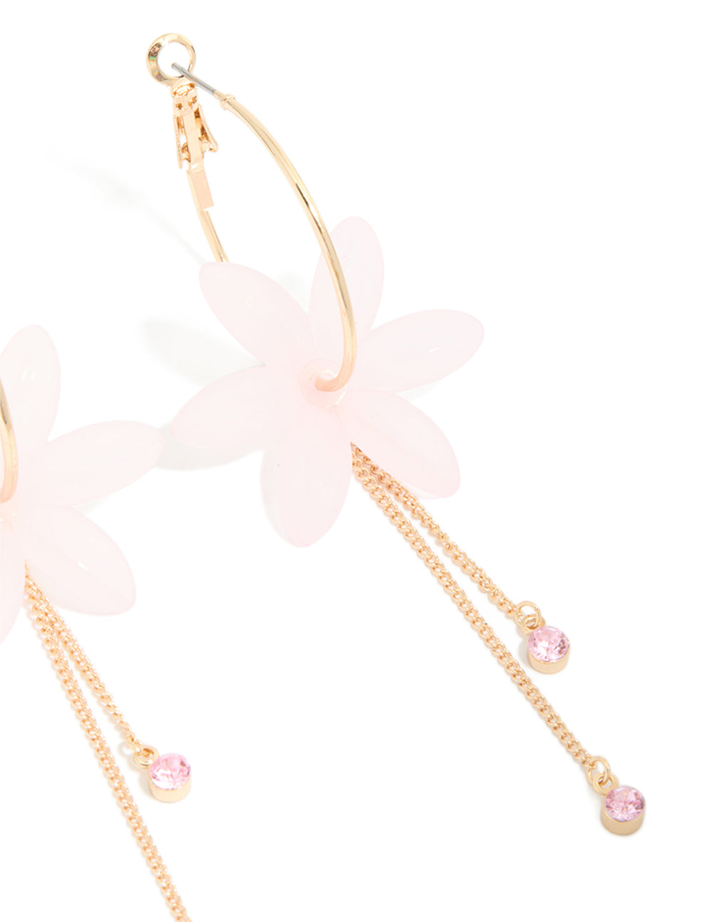 Gold Plated Flower Chain Diamante Drop Earrings