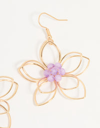 Rose Gold Purple Beaded 3D Flower Drop Earrings - link has visual effect only