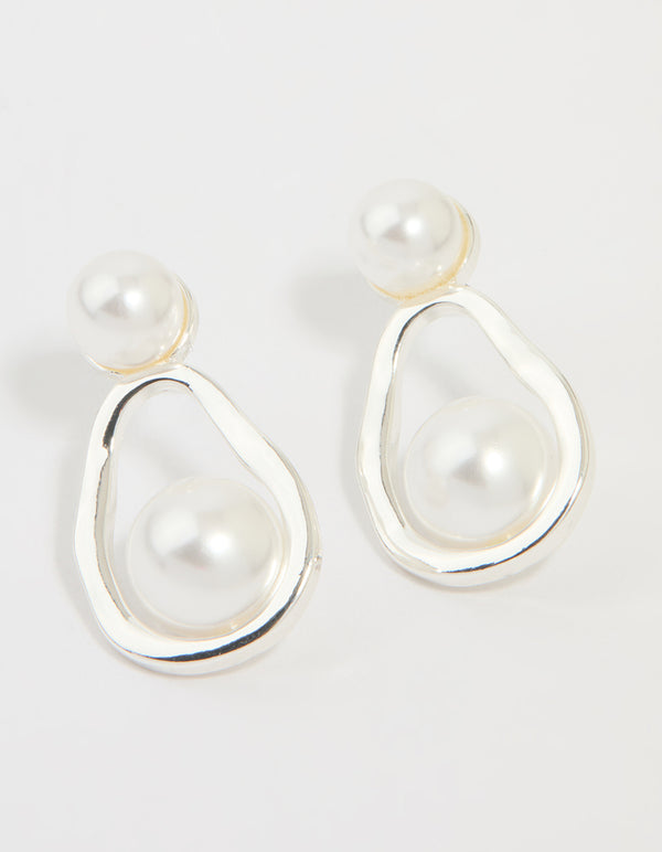 Silver Pearl Pear Drop Earrings