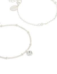 Silver Heart Charm & Stone Bracelets 2-Pack - link has visual effect only