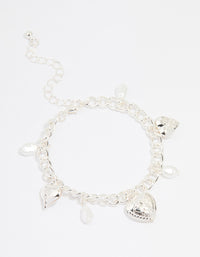 Silver Pearl Heart Charm Bracelet - link has visual effect only