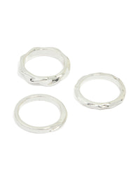 Silver Mixed Textured Rings 3-Pack - link has visual effect only