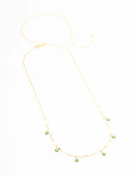 Gold Pearl & Green Flowers Waist Chain - link has visual effect only