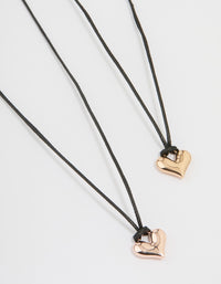 Rose Gold Cord Bubble Heart Necklace 2-Pack - link has visual effect only