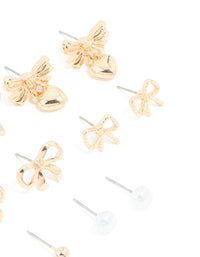 Gold Pearl & Diamante Stud Earrings 8-Pack - link has visual effect only