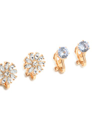 Gold Butterfly & Diamante Clip On Earrings 4-Pack - link has visual effect only