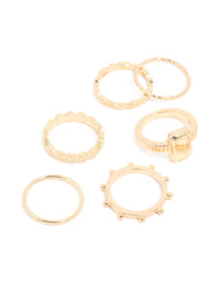 Gold Textured Signet Rings 10-Pack - link has visual effect only