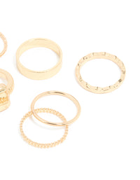 Gold Textured Signet Rings 10-Pack - link has visual effect only