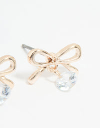 Rose Gold Diamante Bow Drop Earrings - link has visual effect only