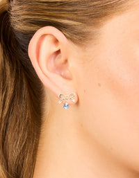 Gold Diamante Bow Stud Earrings - link has visual effect only