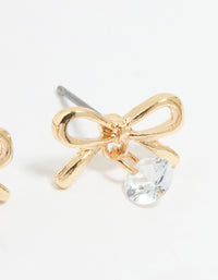 Gold Diamante Bow Stud Earrings - link has visual effect only