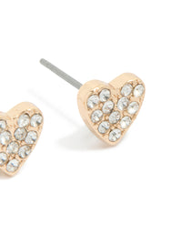 Gold Diamante Heart Stud Earrings - link has visual effect only