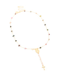 Gold Plated Semi Precious Dainty Cross Y-Necklace - link has visual effect only