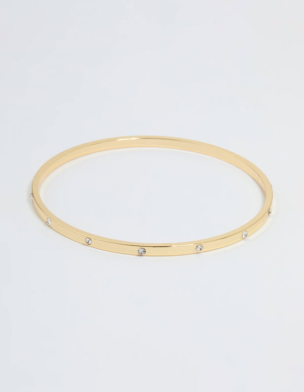 Gold Plated Diamante Inlay Bangle